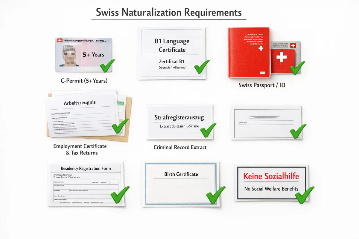 Checkliste der Schweizer Einbürgerungsvoraussetzungen