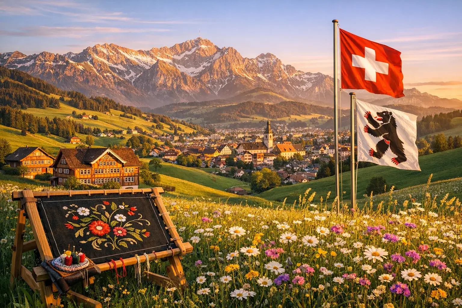 Appenzell Ausserrhoden landscape with rolling hills and traditions