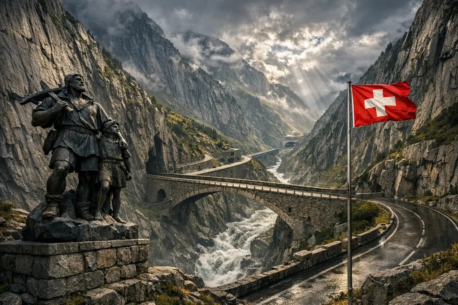 Gotthardpass und Teufelsbrucke in Uri