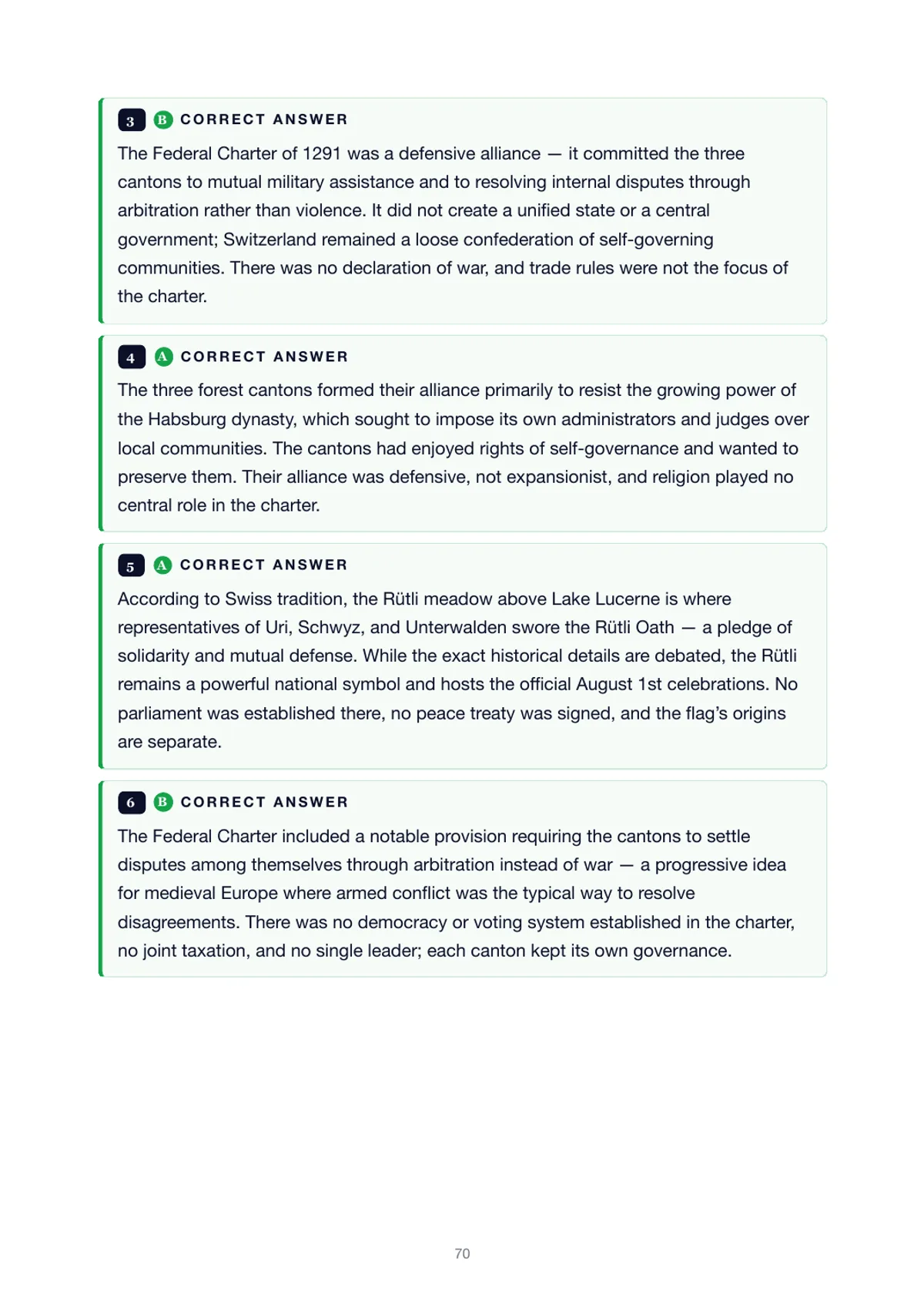 Answer page of the chapter test explaining why each correct answer is right