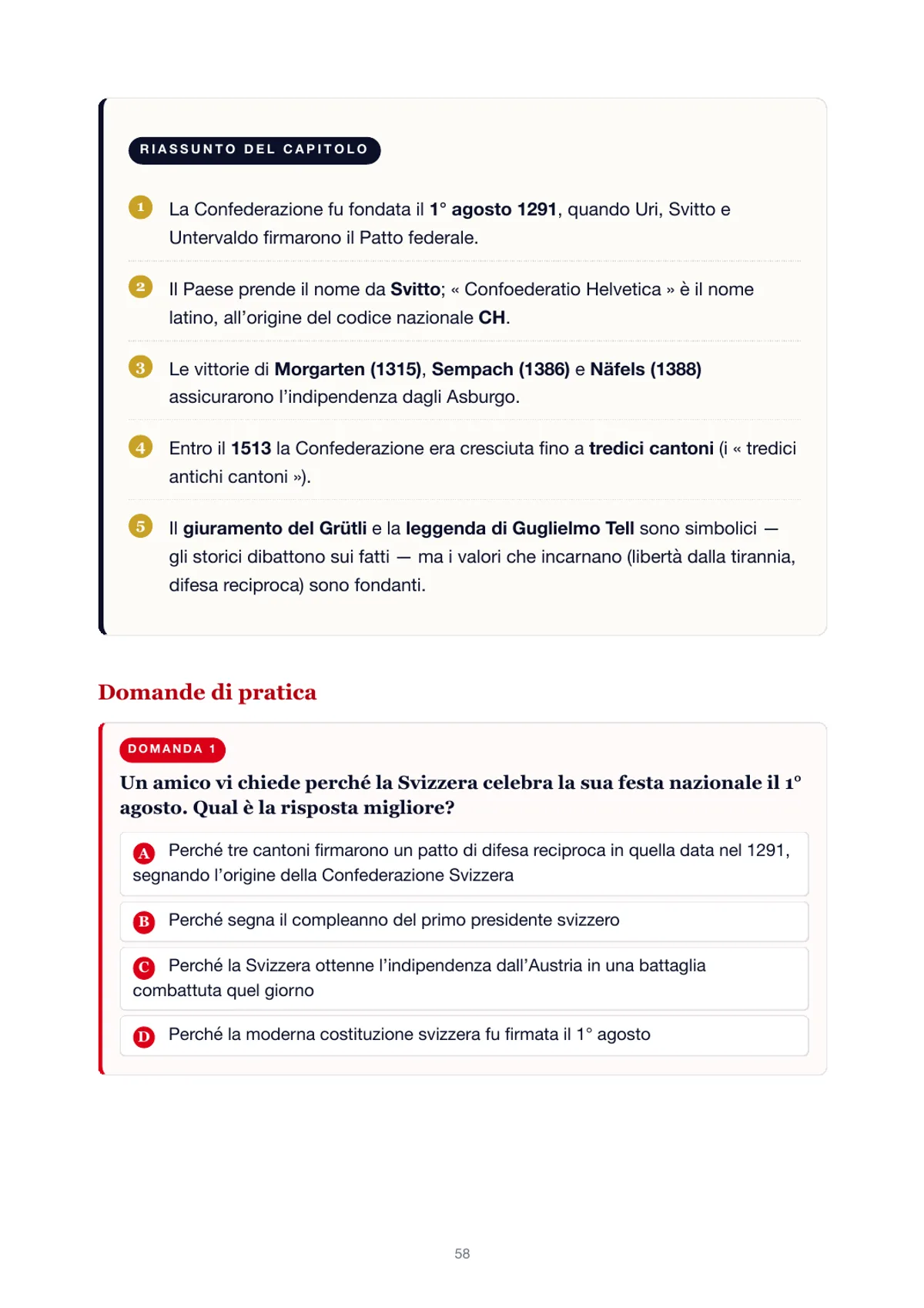 Domanda di pratica 1 del test di capitolo con quattro opzioni di risposta